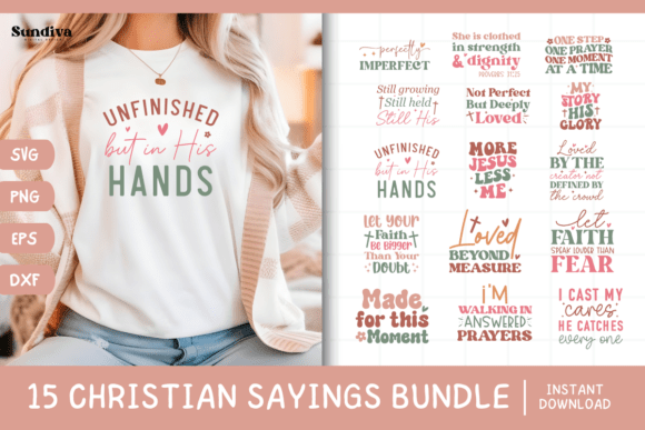 15 Christian Faith Quote SVG Bundle V1 for Graphics and Crafts