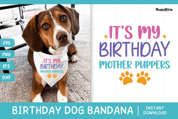Cute Birthday Dog Bandana Quote SVG 10 Graphics for Crafts