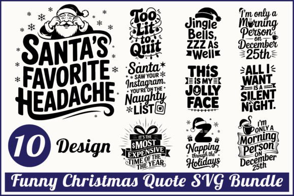 Funny Christmas Quote SVG Bundle for Graphics & Crafts