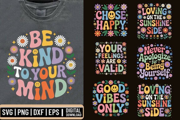 Retro Boho Motivational Quote Svg Bundle for Crafts and Graphics