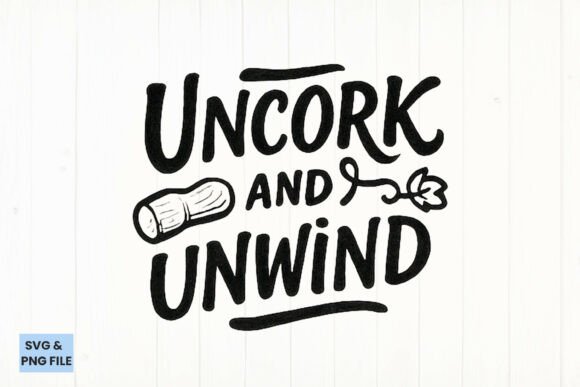 Uncork and Unwind Wine Quote SVG PNG for Crafts and Graphics